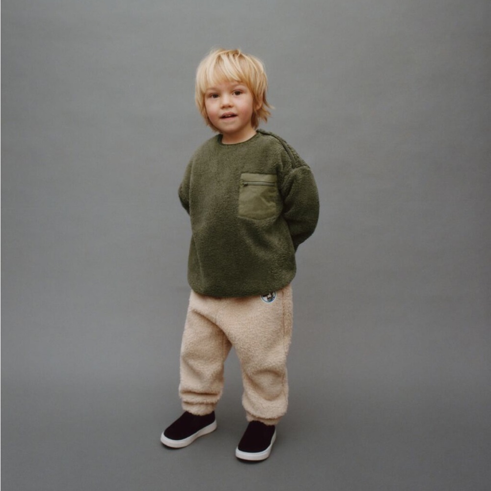 ZARA kids Faux fur patch pants